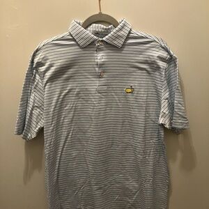 Peter Millar Blue and White Striped Polo
